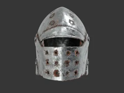 Medieval Crude Armor Helmets Low-poly 3D model