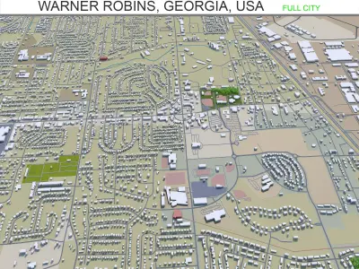 Warner Robins Georgia USA 30km Low-poly 3D model