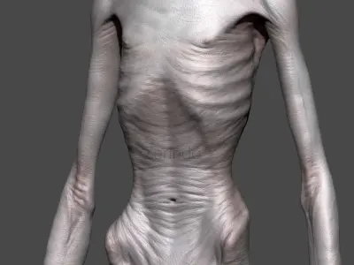 SCP-096 creature with long arms and legs Low-poly 3D model