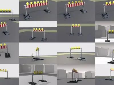 70 Different Types of Construction Site Barriers 3D Model Pack