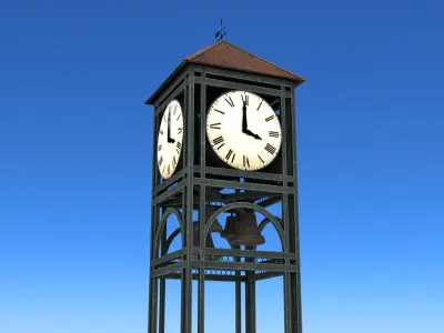 Tall Street Clock Low-poly 3D model
