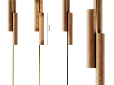 Black Note Triplet Floor Lamp by Lzf 3D model