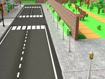 Low Poly City Day Pack Low-poly 3D model