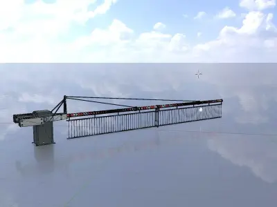 Railway Crossing Barrier 8 m with protective grid closed  Low-poly 3D model