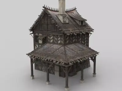Medieval house fantasy 05 Low-poly 3D model