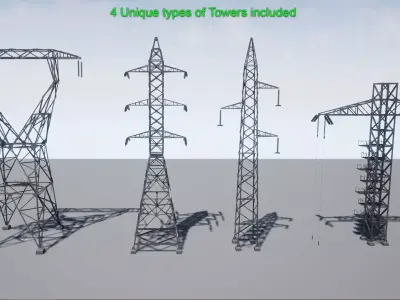 PBR Electric Transmission Towers Low-poly 3D model