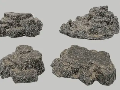 Rock Set Low-poly 3D model 10
