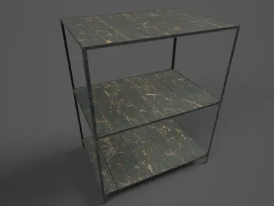 Lockers wooden shelf Free low-poly 3D model