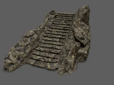 Stairs stone staircase Low-poly 3D model get