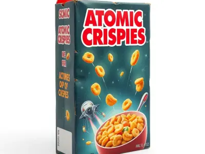 Atomic Crispies SciFi Cereal Box Low-poly 3D model