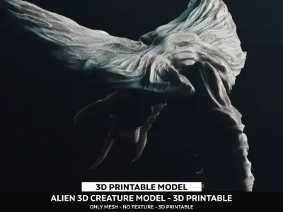 Alien - OBJ creature swimming in ocean 3D model