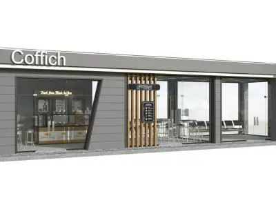 Stop with a cafeteria 3D model