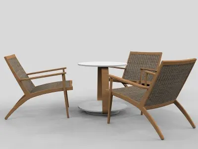 Wegner CH25 Chair and conference table 60 ties 3D model