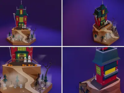 Low Poly Mystical Halloween Set Low-poly 3D model