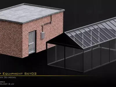 Rooftop Equipments Set02 Low-poly 3D model