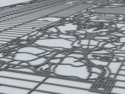 Manhattan Island in New York City Road Network and Streets 3D model