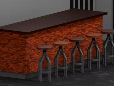 Full Scene Industril Loft Bar Setup 3D model