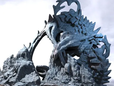 Crystal Ice Dragon mountain bones 3D model