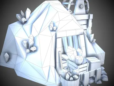 Crystal mine Low-poly 3D model
