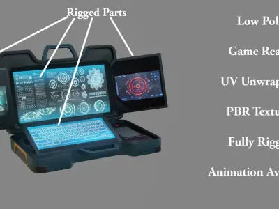 Sci-Fi Laptop - Low Poly Game Ready PBR Low-poly 3D model