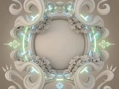 Curved Ornament Abstract Stopwatch 3D model