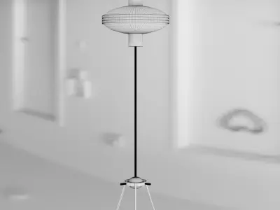 Floor lamp on a tripod with glass shade 3D model