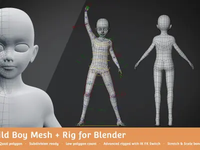 Base Meshes Child Starter Kit Low-poly 3D model