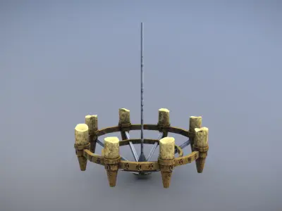 Chandelier wooden in sky Low-poly 3D model