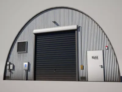 Industrial Hangar Building Low-poly 3D model