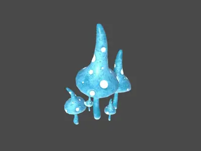 Fantasy Mushroom G02 Blue - Scene Backdrop Design Low-poly 3D model