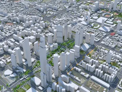 Guangzhou Downtown China  Low-poly 3D model
