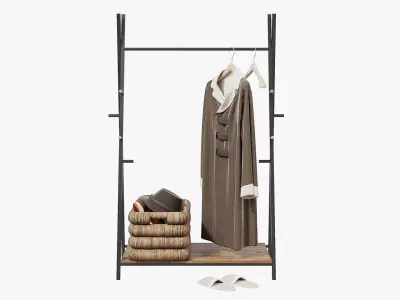 Floor Hanger Set with Coat 3D model