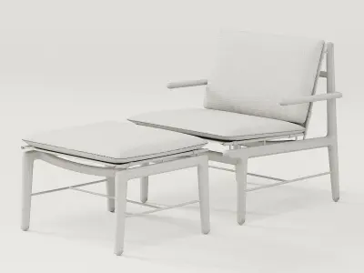 DWR Finn lounge chair and  Finn ottoman 3D model