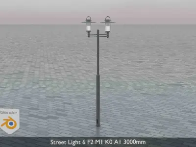 Street Light 6 F2 M1 K0 A1 3000mm Low-poly 3D model