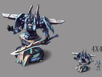Future World - Mechanical and Mechanical Statue 04 3D model