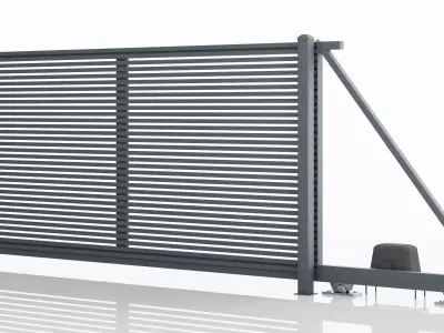 Aluminum Electric Sliding Gate - Model 4 - 3D model