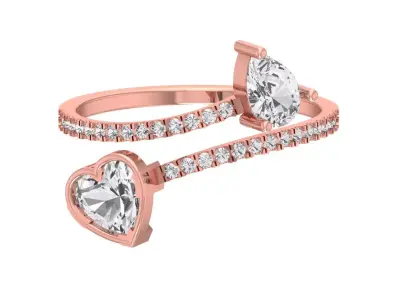 Solitaire Women Light Weight Heart Pear Stone Band Ring 3D print model
