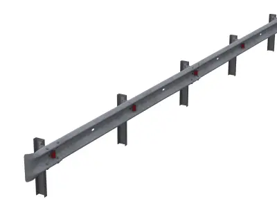 Road guard rails set 3D model