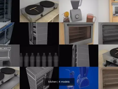 kitchen refrigerated display cabinet 3D Model Pack