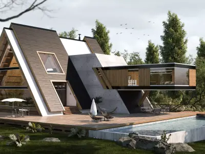 Forest House 02 - villa 3D model 3D model