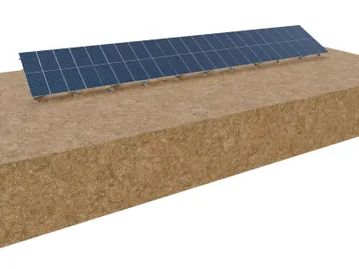 Lowpoly Ground Mounted Solar Panels-23 Rows of PV Modules Low-poly 3D model