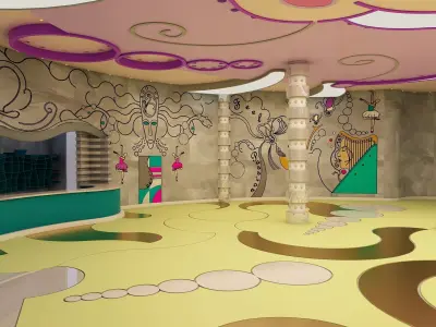 0187 - Night Club 3D Hall - 2D Drawings Low-poly 3D model