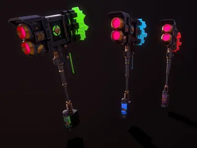 Sci-Fi Battle Axe 4 Low-poly 3D model