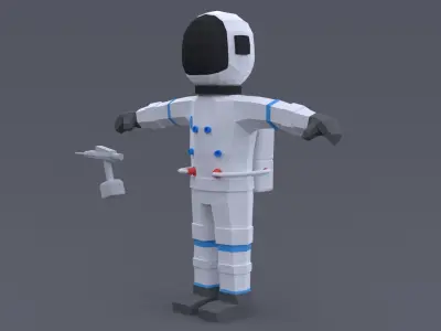 Low Poly Cartoon Astronaut Low-poly 3D model