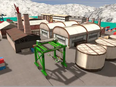 Container Cargo Yard Environment Set VR low-poly 3d model Game Low-poly 3D model