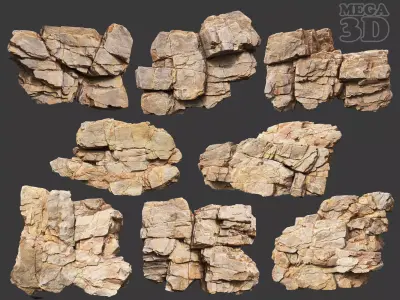 High Poly Yellow Cliff Face 221208 - Ultra HD 16K Texture 3D model