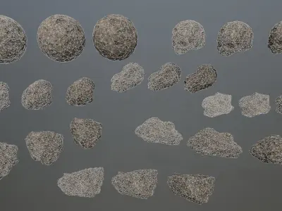 Asteroid Set rock Low-poly 3D model
