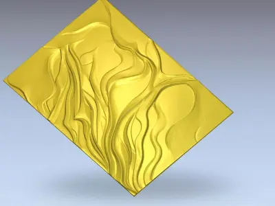 Modern wavey Relief Panel Wall Decor Set STL Mural CNC 352 3D model