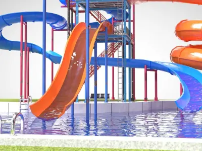 Water Slides Low-poly 3D model