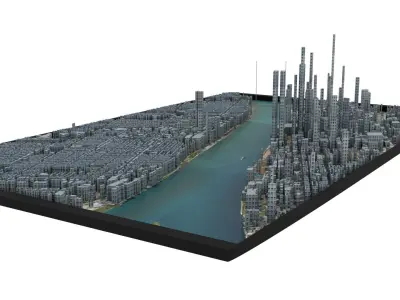 City of Detroit Low-poly 3D model